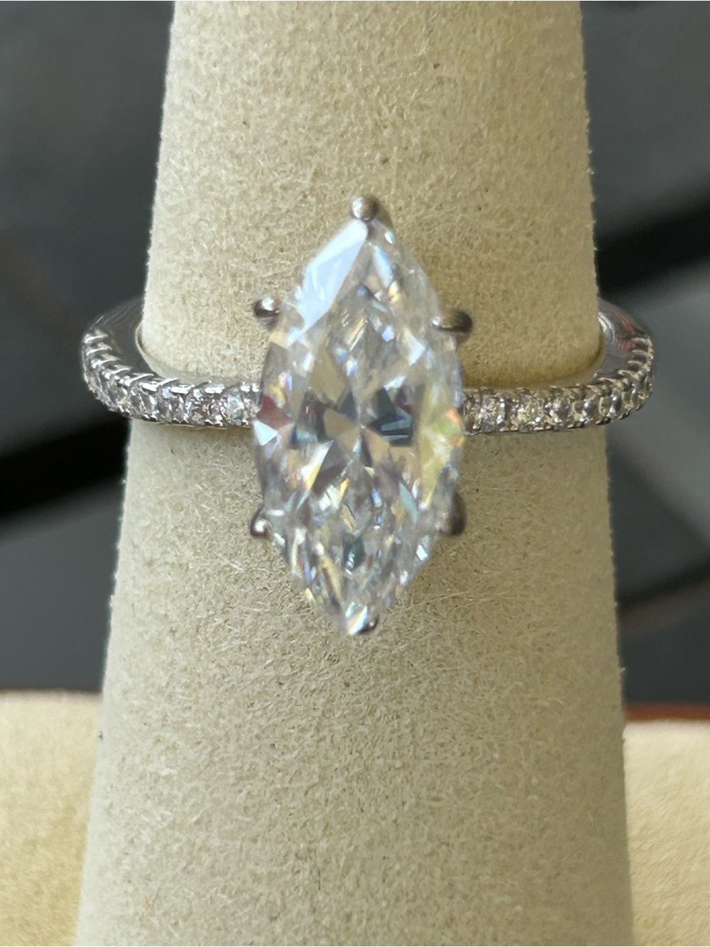 3 carrots Moissinite Sterling Silver Marquise Engagement Ring size 7
